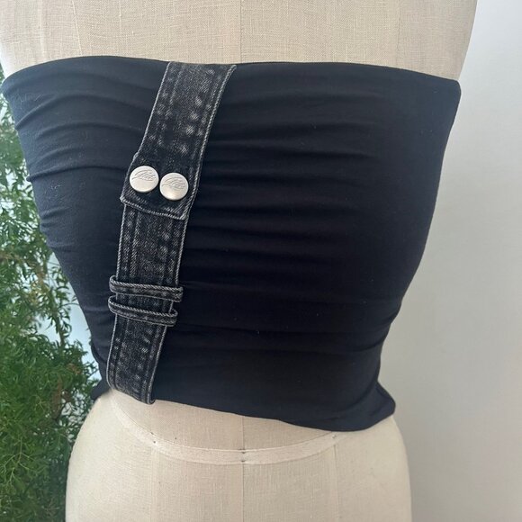 I. AM. GIA Strapless Top With Denim Decorative Strap Size  X Small - Picture 1 of 4